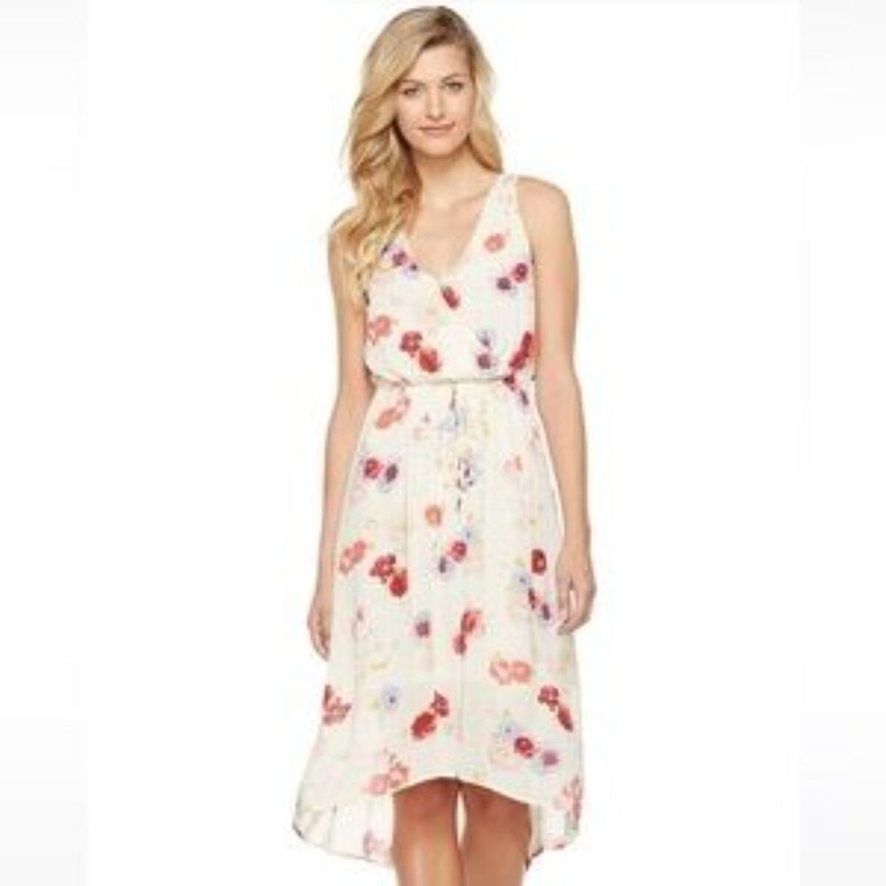 Painted Floral Midi Dress